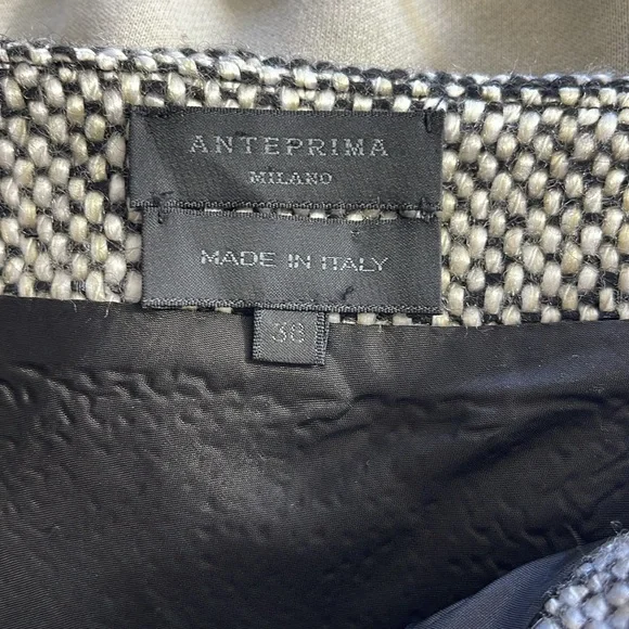 Anteprima Tweed Black White Knee Length Skirt Size EU 38 Small